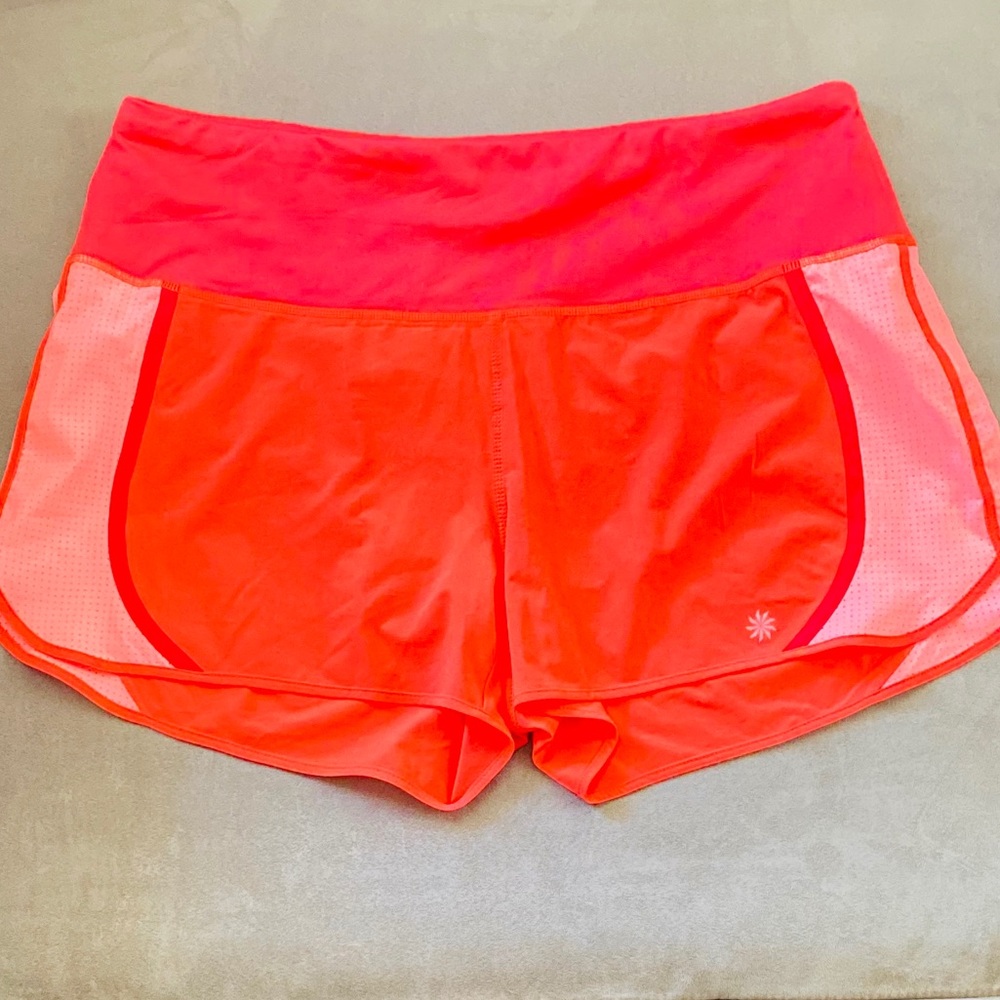 Athleta Neon Coral & Pink Athletic Shorts